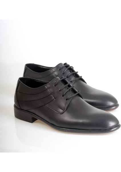 Siyah Deri Sade Bağcıklı Fantazi Erkek Ayakkabı