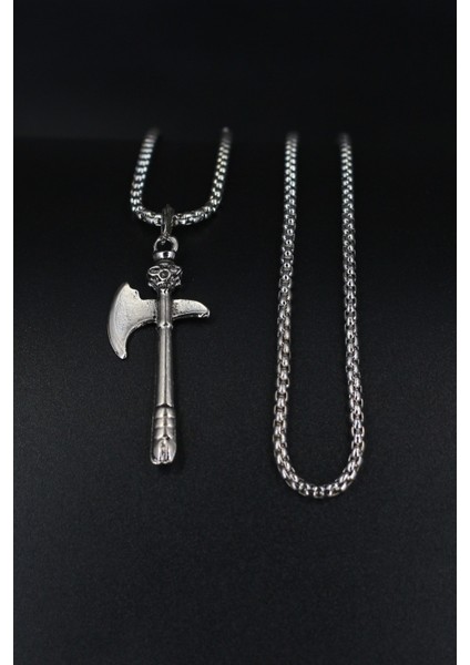 Tekno Trust Gümüş Kaplama Kurukafa Balta Örme Zincir Kolye Parlak Back To School Yok Normal Tüm Yaş Grupları Se fiyatları