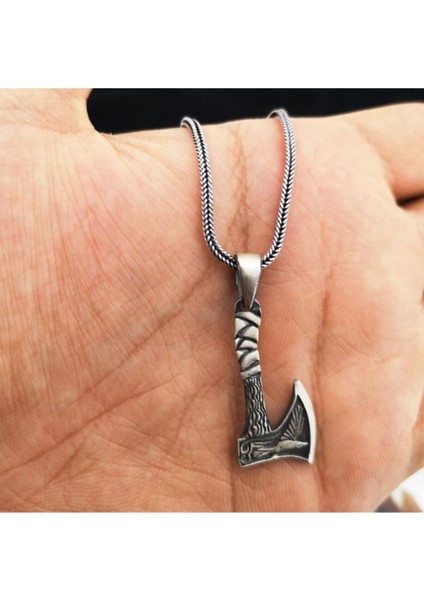 Tekno Trust Gümüş Balta ve Kartal Motifli Gümüş Erkek Kolye Klasik 60 cm fiyatları