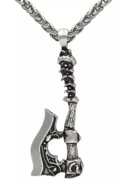 Tekno Trust Parlak Savaşçı Balta Kolye Unisex I1 Platinyum Kaplama Business Klipsli Tekli Tall Doğa Mineli Bage