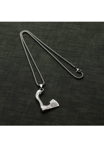 Tekno Trust Paslanmaz Çelik Iskandinav Nordik Figürlü Balta Çelik Kolye Gri Klipsli Yok fiyatları