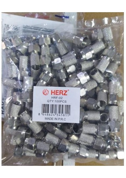 Hf-02 Rg6/u6 22 mm Siyah Contalı F Konnektör (100LÜ Poşet)