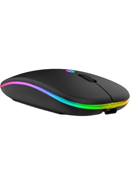 Srm1 Rgb Ledli Şarjlı Çift Mod 2.4ghz Wireless + 5.1V Bluetooth Mouse