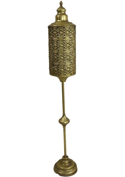 Dekoratif Eskitme Ayaklı Mumluk Metal Gold