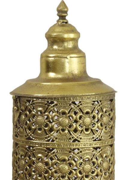 Dekoratif Eskitme Ayaklı Mumluk Metal Gold