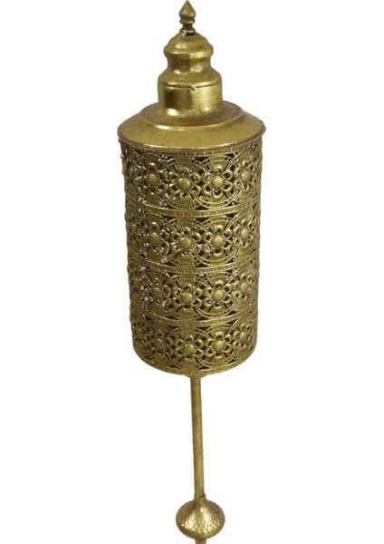 Dekoratif Eskitme Ayaklı Mumluk Metal Gold