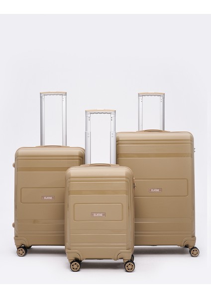 Premium Polipropilen Kırılmaz 3'lü Valiz Seti Vizon V305