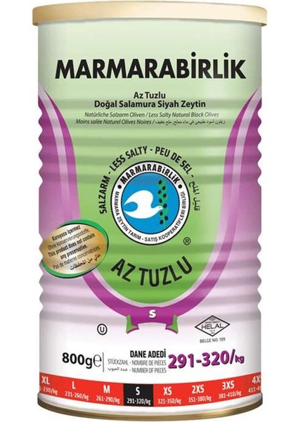 MarmaraBirlik Az Tuzlu Zeytin Tnk 800 gr