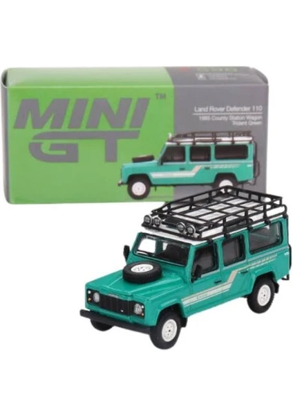 Mini Gt 590 Land Rover Defender 110 1985 County Station Wagon Trident Green Model Araba