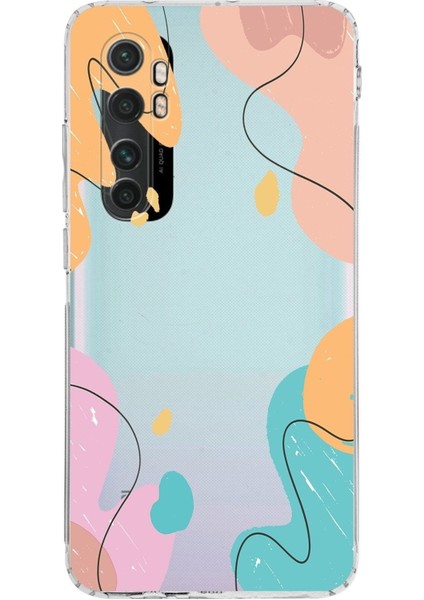 Xiaomi Mi Note 10 Lite Kamera Korumalı Kapak Karışık Renkler Tasarımlı Şeffaf Kılıf