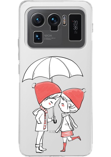 Xiaomi Mi 11 Ultra Uyumlu Kamera Korumalı Kapak Aşk Tasarımlı Şeffaf Silikon Kılıf