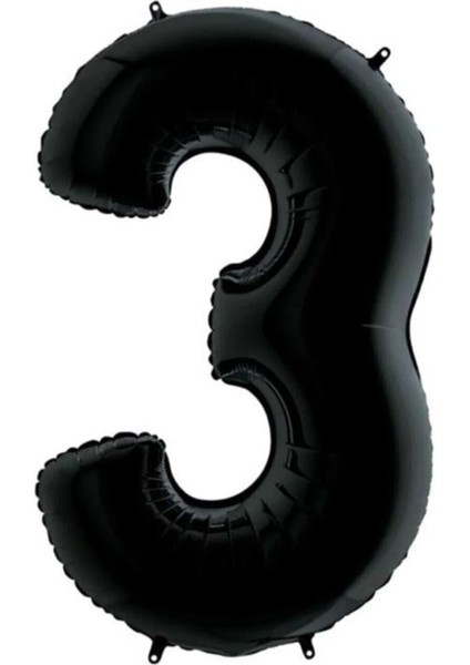 34 inç 3 Siyah Renk Rakam Folyo Balon