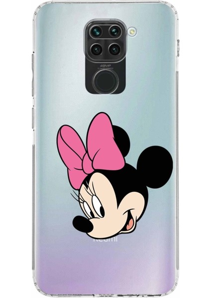 Xiaomi Redmi Note 9 Kamera Korumalı Kapak Minnie Mouse Tasarımlı Şeffaf Kılıf