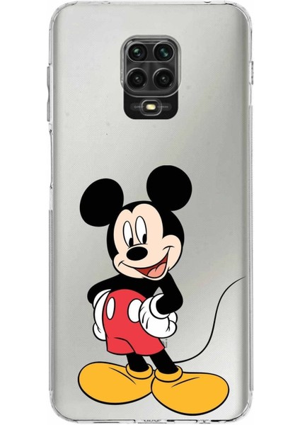 Xiaomi Redmi Note 9s Kamera Korumalı Kapak Mickey Mouse Tasarımlı Şeffaf Kılıf