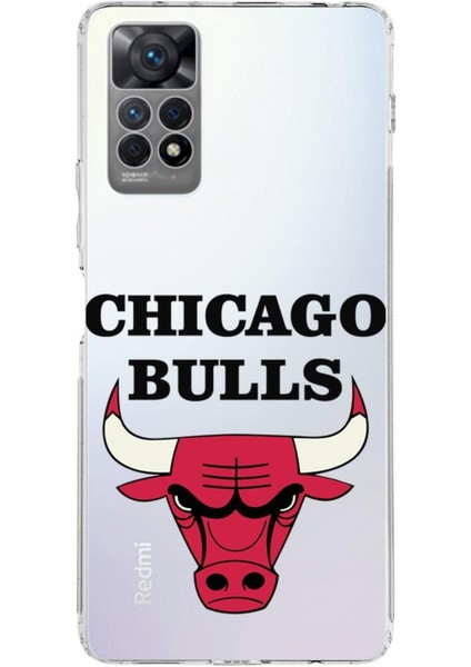 Xiaomi Redmi Note 11S Uyumlu Kamera Korumalı Kapak Chicago Bulls Tasarımlı Şeffaf Kılıf