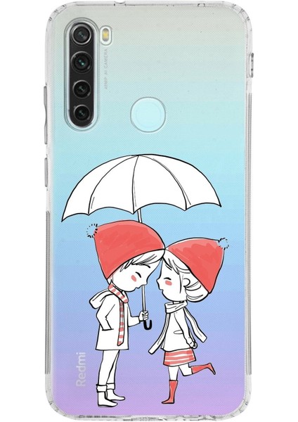Xiaomi Redmi Note 8 Kamera Korumalı Kapak Aşk Tasarımlı Şeffaf Kılıf