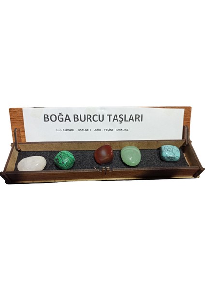 Boğa Burcu Taşları Gül Kuvars – Malahit – Akik - Yeşim - Turkuaz