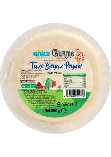 Taze Beyaz Peynir Tam Yağlı 250 gr
