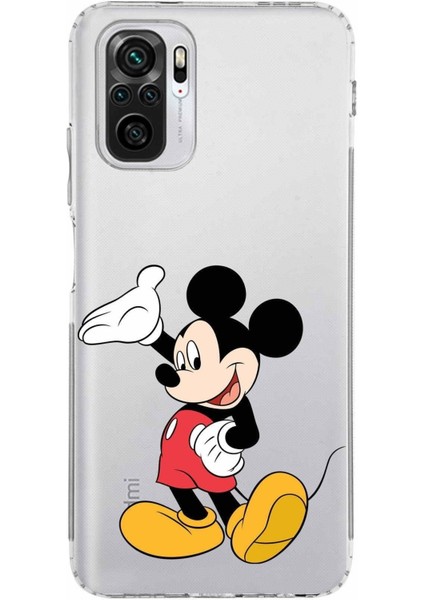 Xiaomi Redmi Note 10S Kamera Korumalı Kapak Mickey Mouse Tasarımlı Şeffaf Kılıf