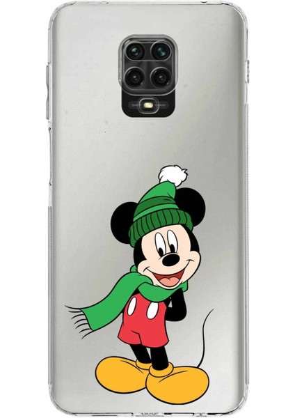 Xiaomi Redmi Note 9s Kamera Korumalı Kapak Mickey Mouse Tasarımlı Şeffaf Kılıf