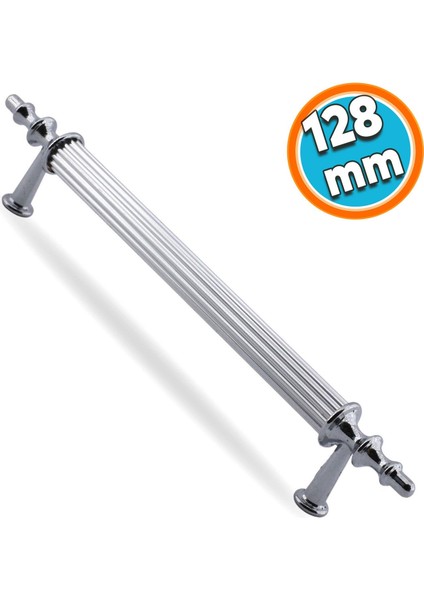 Mobilya Mutfak Dolabı Çekmece Dolap Kulpları Kapak Kulpu Kulbu Krom Renk 128 mm Metal Kulp