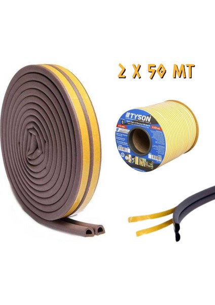 Kupa Tyson Kapı ve Pencere Fitil Bandı Kahve - Çiftli - 50 Metre