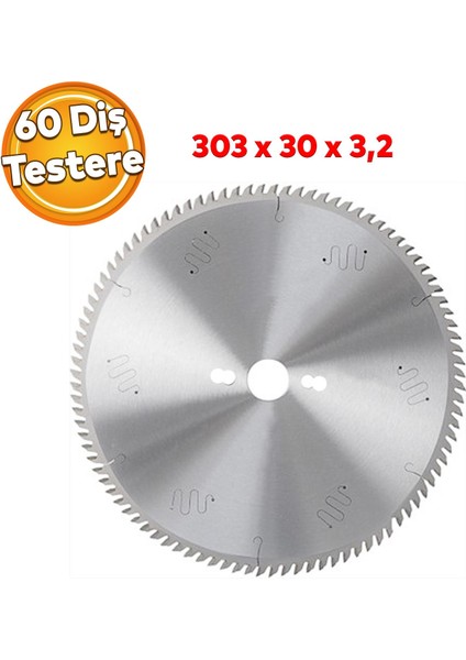 Ahşap Mdf Lamine Mobilya Tahta Sunta Kesme Testeresi Metal Tezgah Tipi Uyumlu 303 mm 30 mm 60 Diş