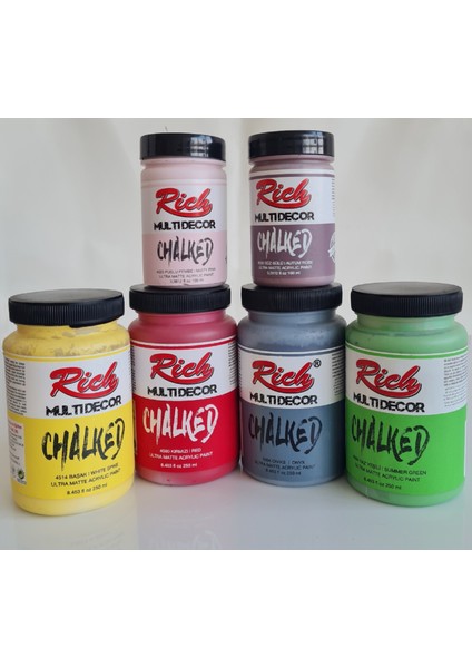 Multidecor Chalked 6 Renk Set 4ADET 250CC+4ADET 100CC + 10 Numara Zemin Fırça fiyatları