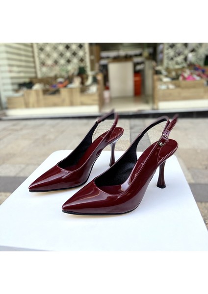 Tekno Trust Rugan Bordo Rugan 9 cm Topuklu Ayakkabı 0760 Ince Topuklu Düz Evet Suni Deri Bordo Suni Deri Neolit