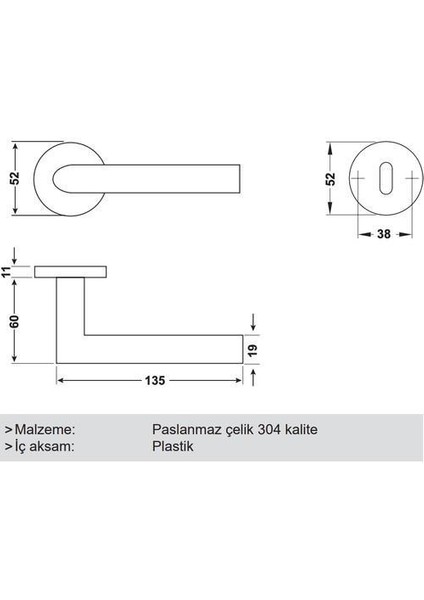 Hafele Werner-M Mat Siyah Rozetli Kapı Kolu - Barelli Tipi fiyatları