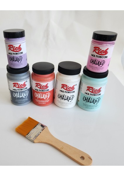 Multidecor Chalked 6 Renk Set 4ADET 250CC+4ADET 100CC + 8 Numara Zemin Fırça