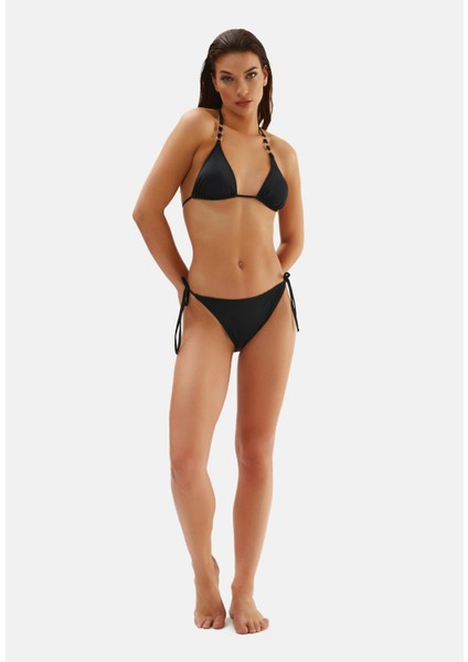 Yeni Sezon Zincir Detaylı Üçgen Bikini Takım Siyah 2015ESBK