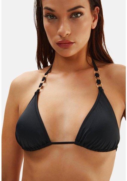 Yeni Sezon Zincir Detaylı Üçgen Bikini Takım Siyah 2015ESBK fırsatları