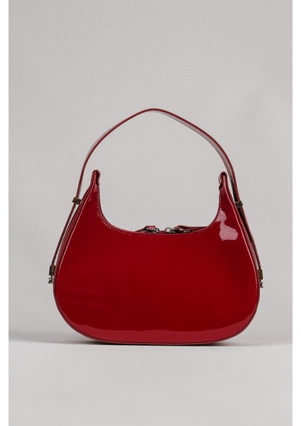 Tekno Trust Düz Kadın Bordo Rugan Baguette Çanta Cherry Bag 722024 Bordo Hayır Design Suni Deri One Size Casual