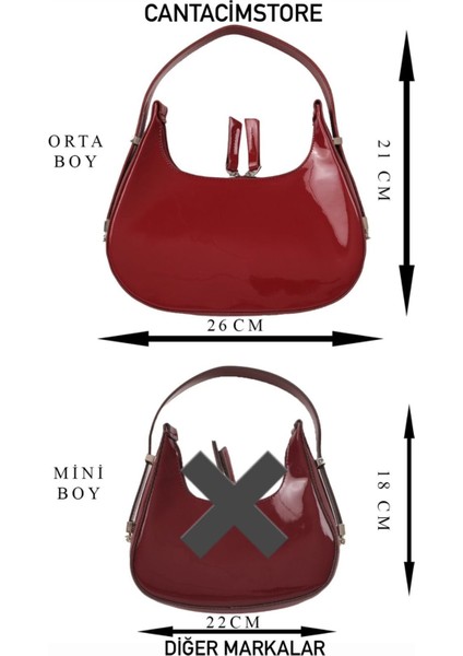 Tekno Trust Düz Kadın Bordo Rugan Baguette Çanta Cherry Bag 722024 Bordo Hayır Design Suni Deri One Size Casual indirimleri