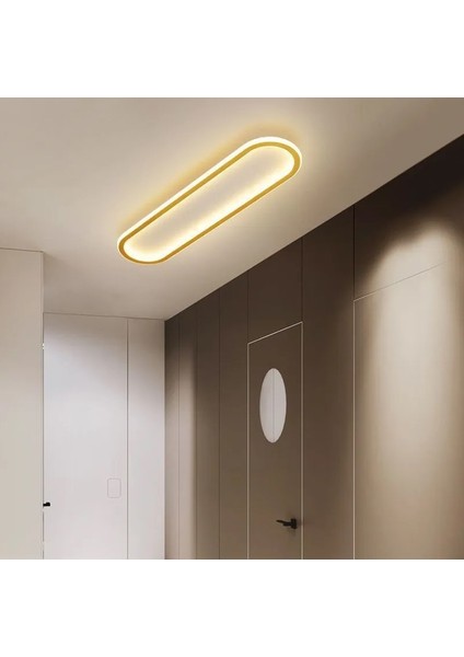 Gold Oval 40X16CM 3 Işık Rengi, Kumandalı LED Tavan Lambası,oval Avize,modern Aydınlatma,dekoratif Işık