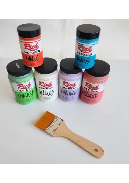Multidecor Chalked 6 Renk Set 4ADET 250CC+4ADET 100CC + 8 Numara Zemin Fırça fiyatları