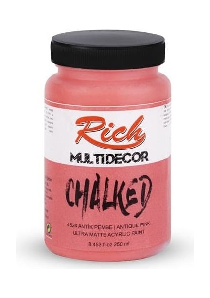 Multidecor Chalked 6 Renk Set 4ADET 250CC+4ADET 100CC + 8 Numara Zemin Fırça modelleri