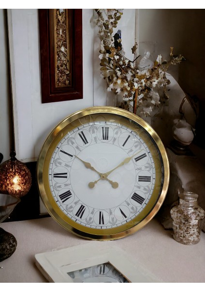 Gold Metal Çerçeveli Salon Otel Ofis Duvar Saati Çap 60 cm fiyatları