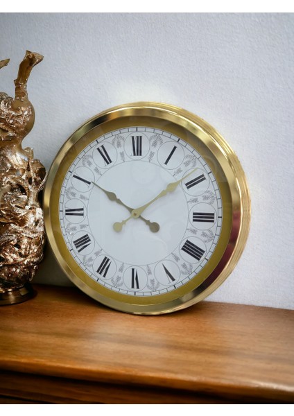Gold Metal Çerçeveli Salon Otel Ofis Duvar Saati Çap 60 cm modelleri