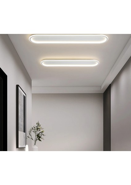 Beyaz Oval 100X16CM 3 Işık Rengi, Kumandalı, LED Tavan Lambası, oval Avize, modern Aydınlatma