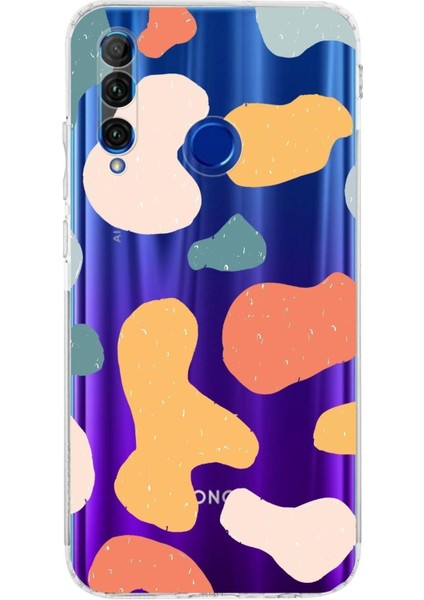 Huawei Honor 20 Lite Uyumlu Kamera Korumalı Kapak Grunge Tasarımlı Şeffaf Kılıf