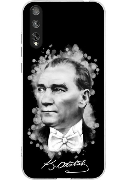 Huawei P Smart S Uyumlu Kamera Korumalı Kapak Atatürk Tasarımlı Şeffaf Kılıf