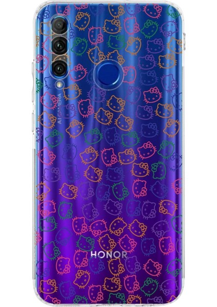 Huawei Honor 20 Lite Kamera Korumalı Kapak Hello Kitty Tasarımlı Şeffaf Kılıf