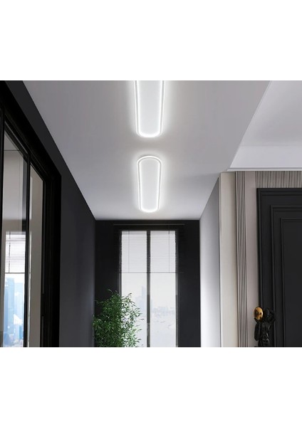 Beyaz Oval 80X16CM 3 Işık Rengi, Kumandalı, LED Tavan Lambası, oval Avize, modern Aydınlatma