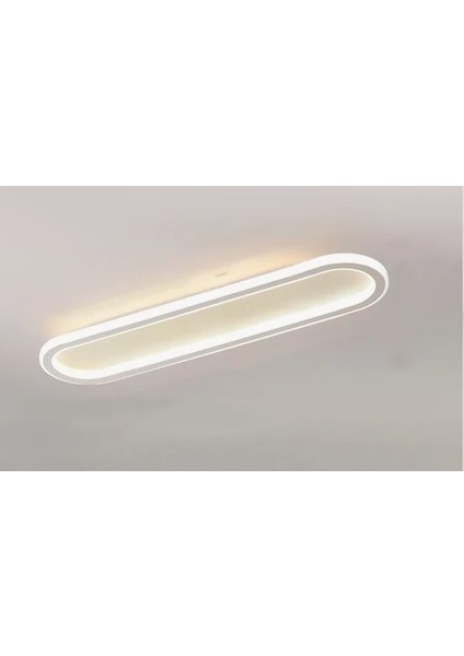 Beyaz Oval 80X16CM 3 Işık Rengi, Kumandalı, LED Tavan Lambası, oval Avize, modern Aydınlatma