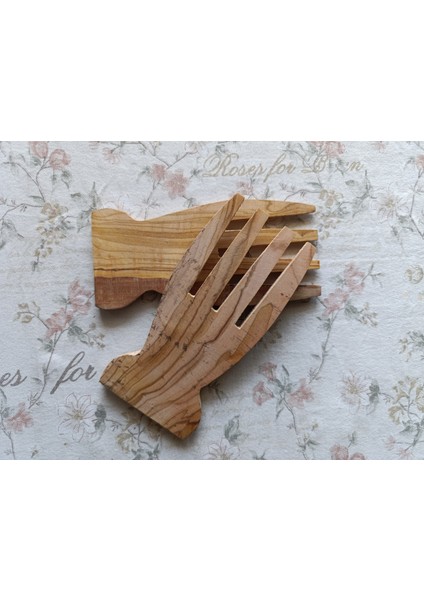 2 Adet Zeytin Ağacı Maşa Seti, Tahta Maşa, Ahşap Maşa, 15 cm