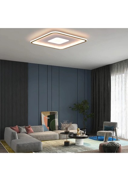 Beyaz 60X60CM Kare 3 Işık Rengi, kumandalı LED Tavan Lambası, avize, modern Aydınlatma, Dekoratif Işık