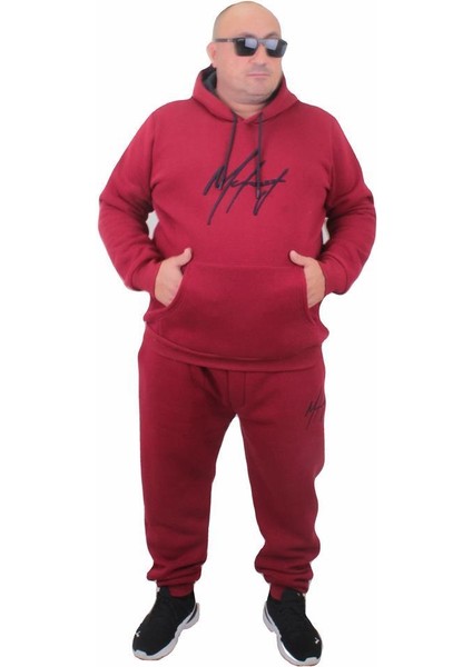 Büyük Beden 3İplik Eşofman Takım Basic Tk710 Bordo