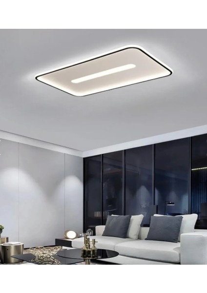 Antrasit 60X40CM Dikdörtgen 3 Işık Rengi,kumandalı LED Tavan Lambası,avize,modern Aydınlatma, Dekoratif Işık